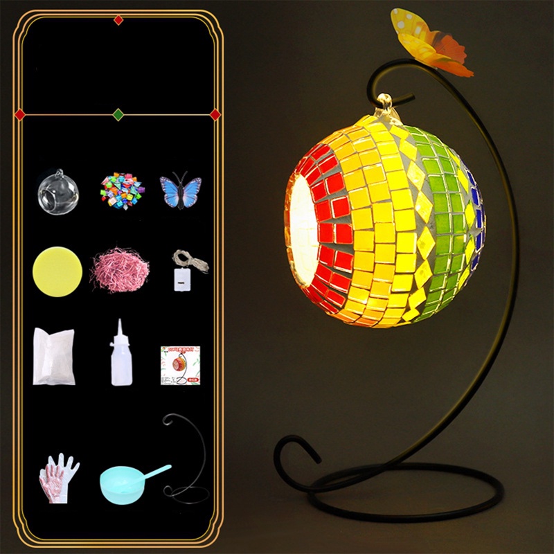 Bình Hoa Thủy Tinh Có Dây Treo Hình Lồng Đèn Khảm mosaic Giáo Dục Sáng Tạo diy