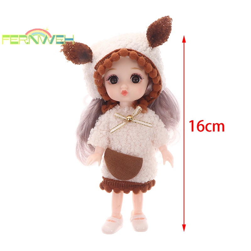 Búp Bê mini 16cm Có Khớp Chuyển Động Kèm Quần Áo Cho Bé Gái