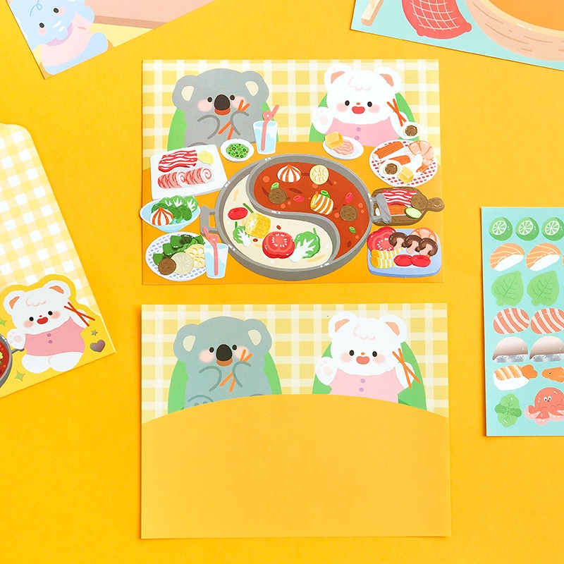 Bộ 3 Tấm sticker Giấy Dán Trang Trí Sổ Tay diy Hình Động Vật Hoạt Hình Dễ Thương