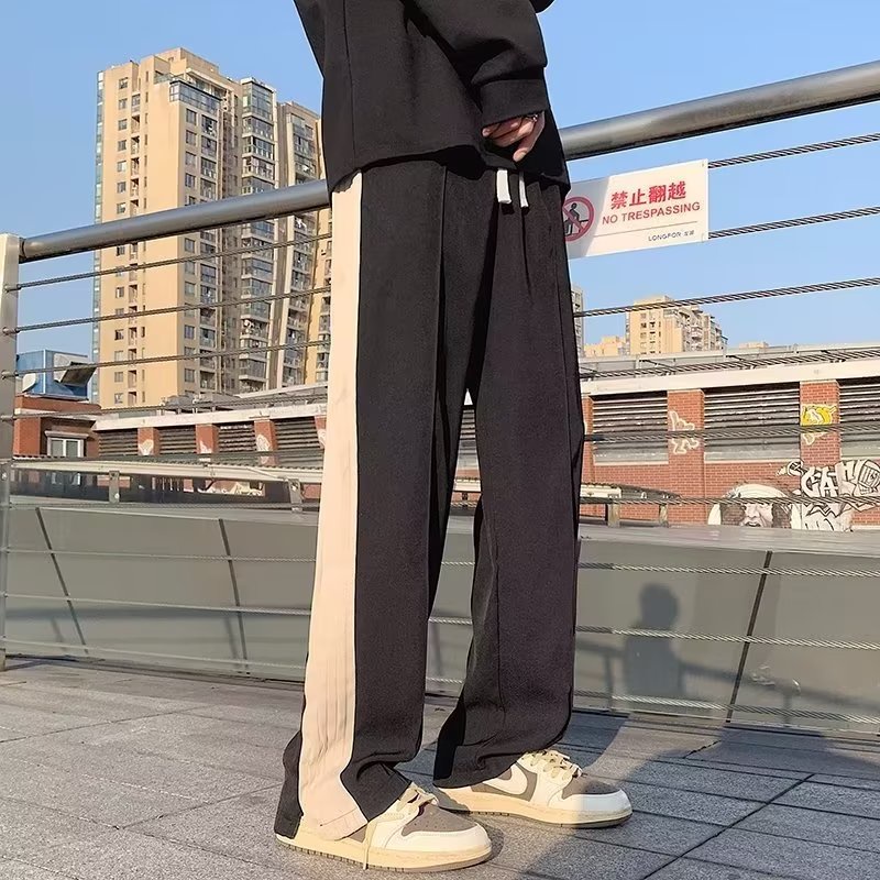 Quần Dài Thể Thao Kẻ Sọc Phong Cách Đường Phố Mỹ Thời Trang Thu Đông Cho Nam