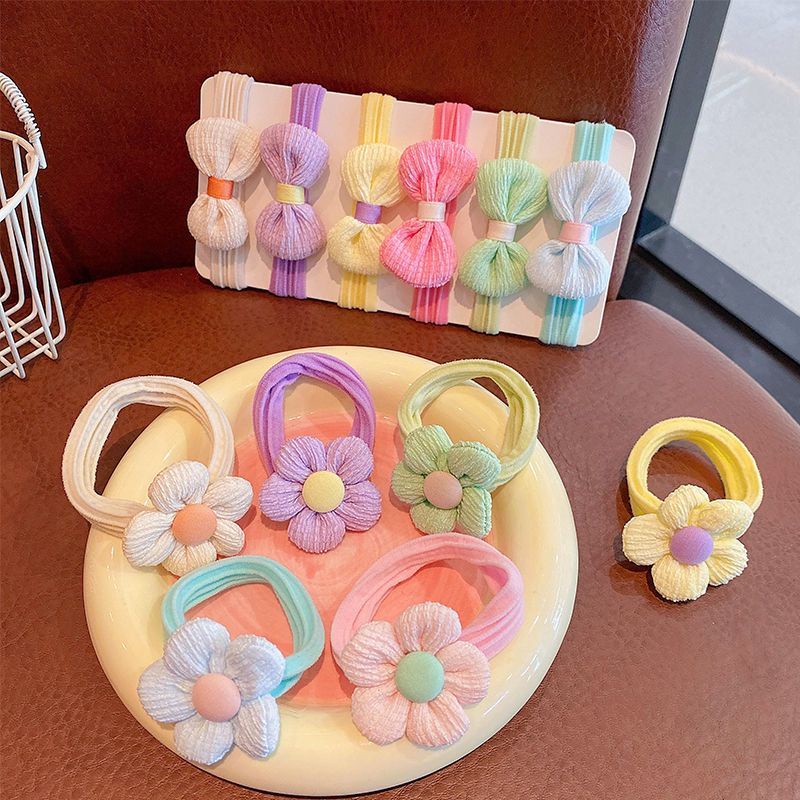 Dây Buộc Tóc Cao Su Co Giãn Không Đau Hình Hoa macaron Cho Bé