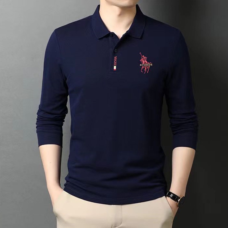 DICHUANGZHE Áo Thun polo Dài Tay Thêu Họa Tiết Thời Trang Thu Đông Dành Cho Nam
