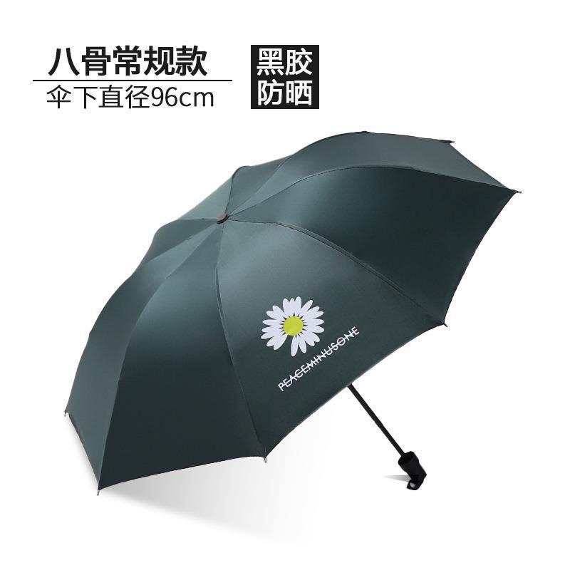 Dù Gấp Ba Khúc Có Keo Màu Đen Chống Nắng Mưa Nắng