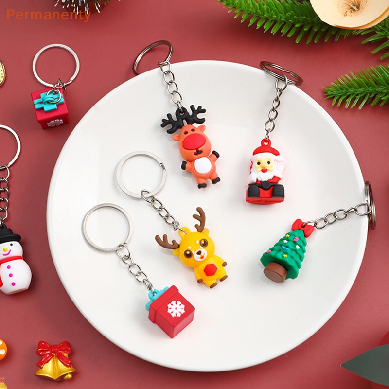 Móc Khóa Hình Ông Già Noel / Tuần Lộc Hoạt Hình 3d Bằng Silicon Dễ Thương