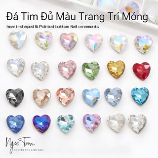 Đá khối trái tim 8mm siêu sáng trang trí móng tay
