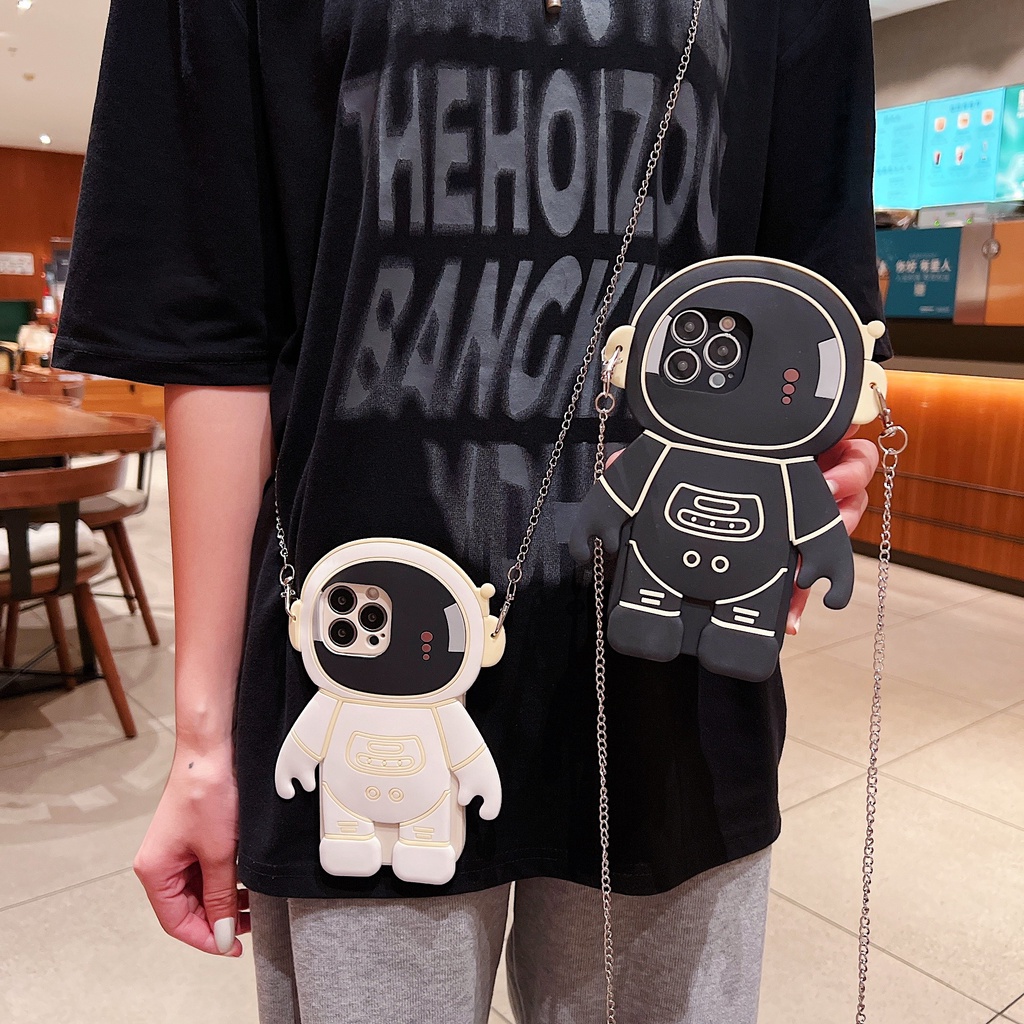 Ốp Điện Thoại Dẻo Họa Tiết Phi Hành Gia Kèm Dây Đeo Cho redmi 13c note 13 12 12r 12s 11 11t 11s 11r 10 10s 9s 9 pro