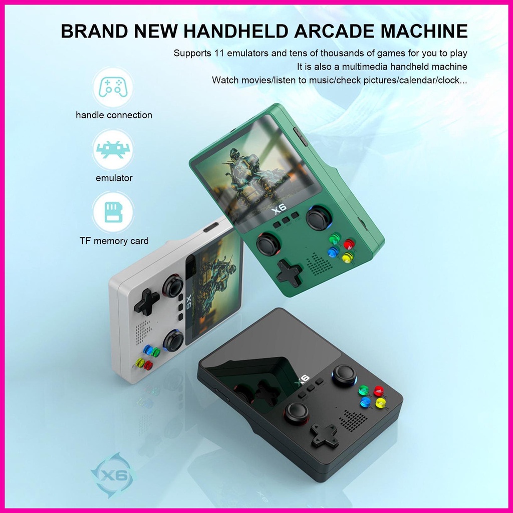 Máy Chơi game Cầm Tay Màn Hình 3.5inch ips Kép 11 Vị Trí Tắt / Mở Điều Khiển video Mới x6