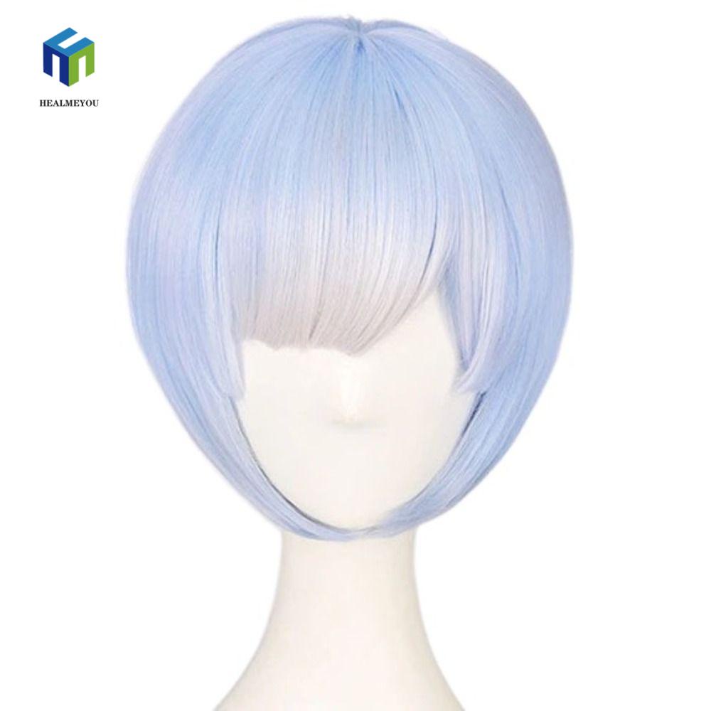 Mái Tóc Giả Thẳng Bằng Sợi Tổng Hợp Màu Xanh Hoá Trang Nhân Vật rem ram