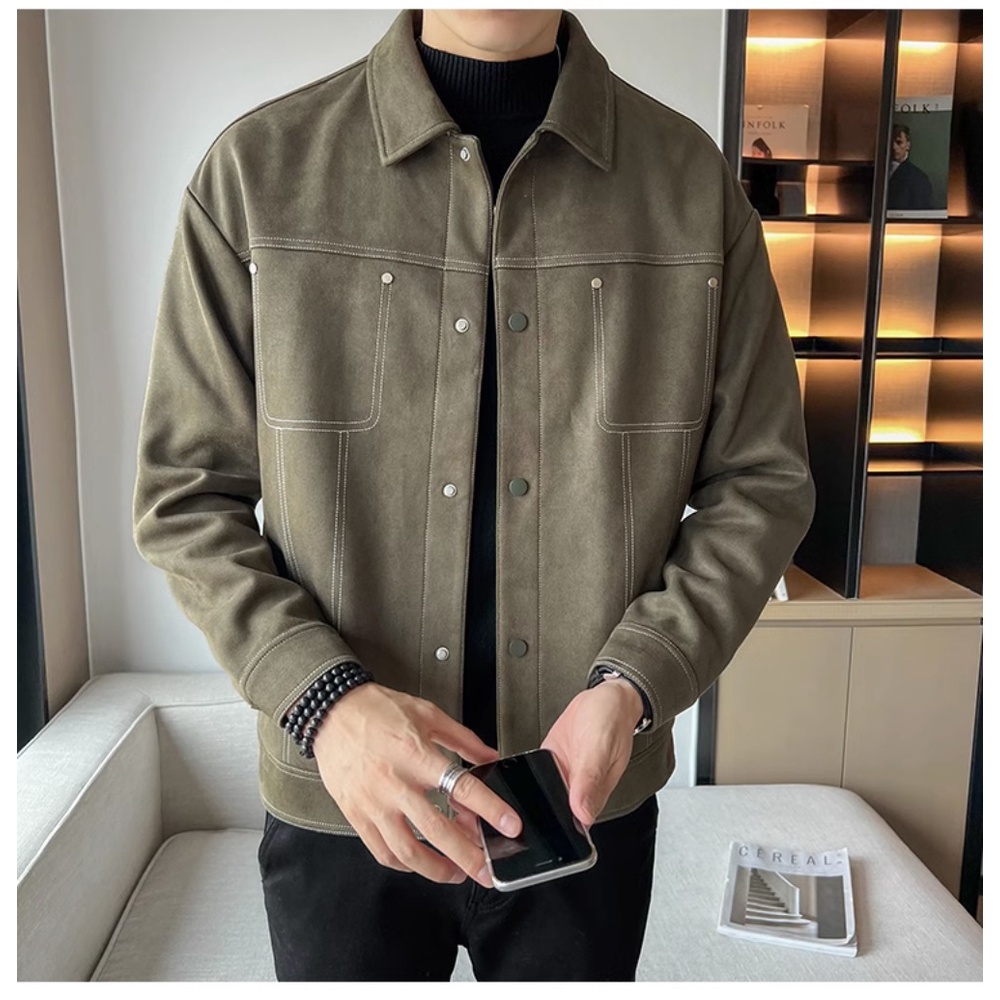 Áo Khoác Da Lộn Phong Cách Thời Trang Xuân Thu 2023 Mới