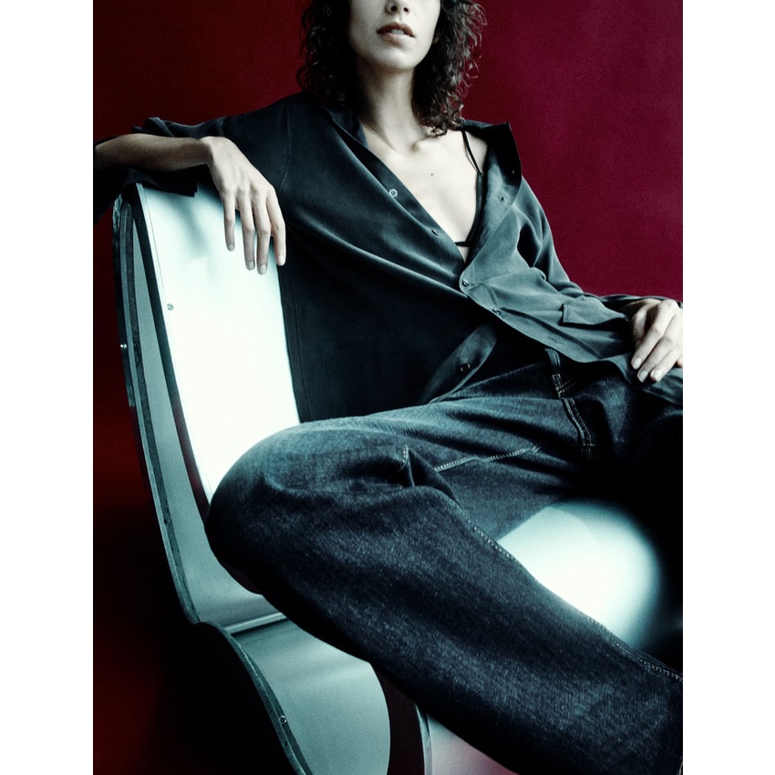 Zara Áo Sơ Mi Lụa satin Dáng Rộng Thời Trang Mùa Thu Thanh Lịch 8240104