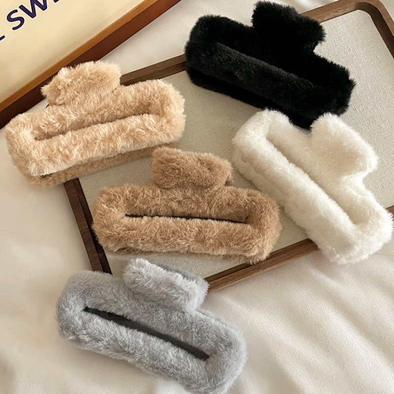 Kẹp Tóc Lông Nhung 13cm Thời Trang Thu Đông Phong Cách Hàn Quốc Dành Cho Nữ