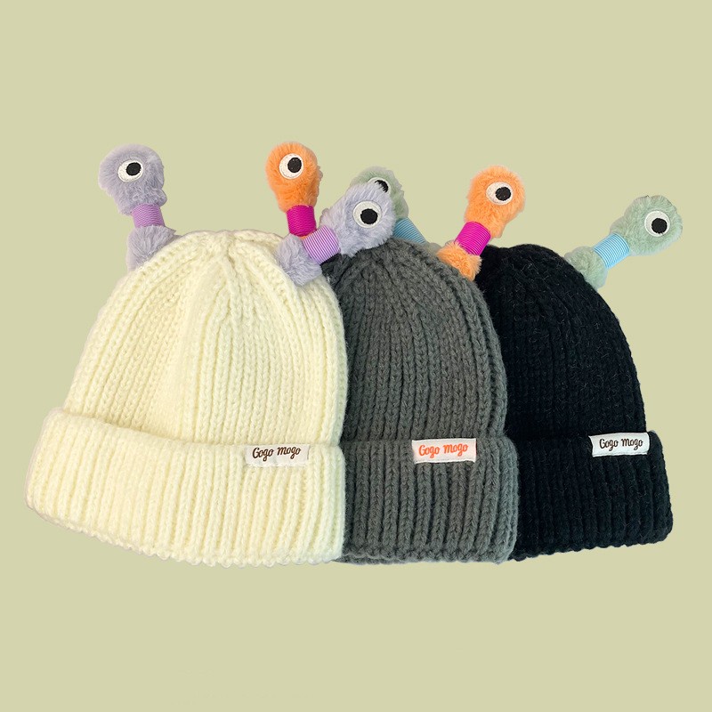 Dễ Thương Mũ Len Dệt Kim Hình Quái Vật Phát Sáng Thời Trang Thu Đông Dành Cho Mẹ Và Bé