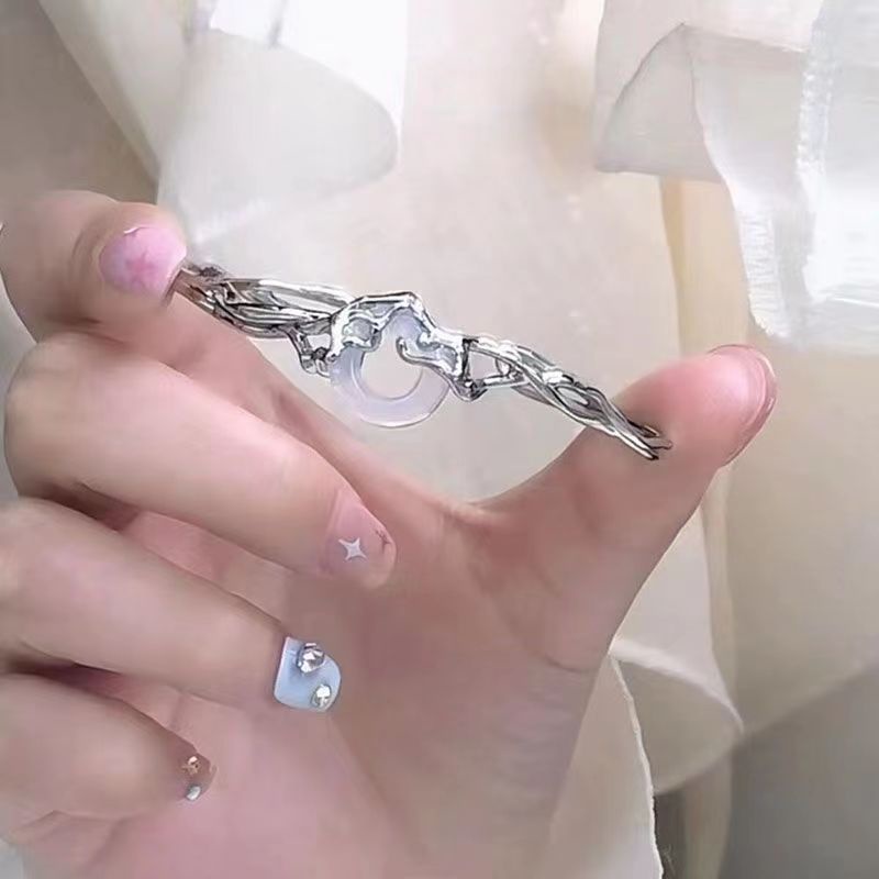 Vòng Tay Bạc May Mắn Góc Vuông Đính Đá Ngọc Bích Thời Trang Cho Nữ