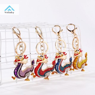 Móc khóa hình rồng đính đá hoạt hình phong cách trung hoa