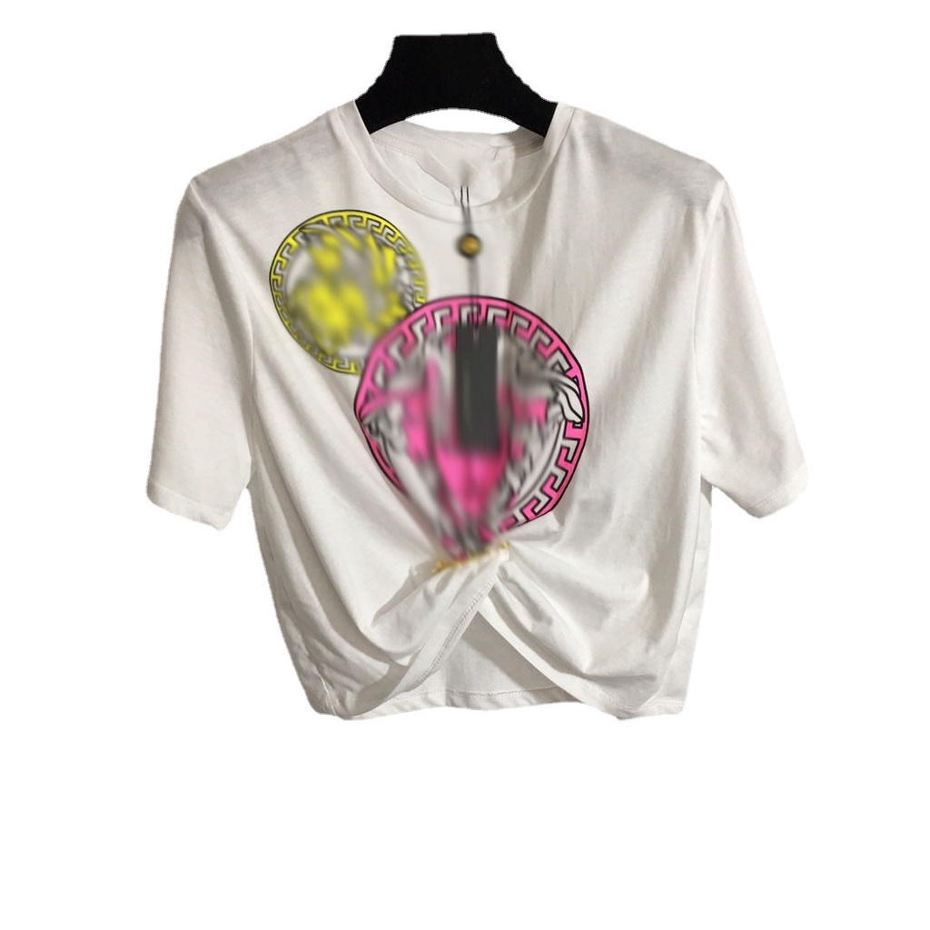 3NCX VERSACE 2023 Summer new trendy Fan Si = Home short pin T-shirt short sleeve casual top