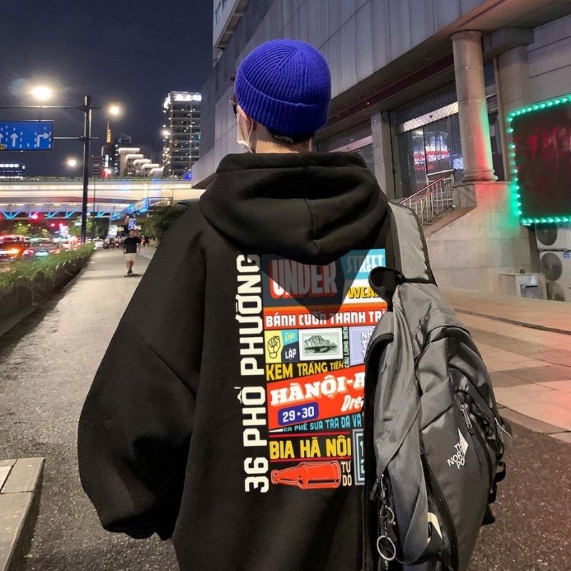 Áo Khoác Nỉ Hoodie HANOI 2 Màu ĐEN/TRẮNG Form Rộng Unisex Nam Nữ