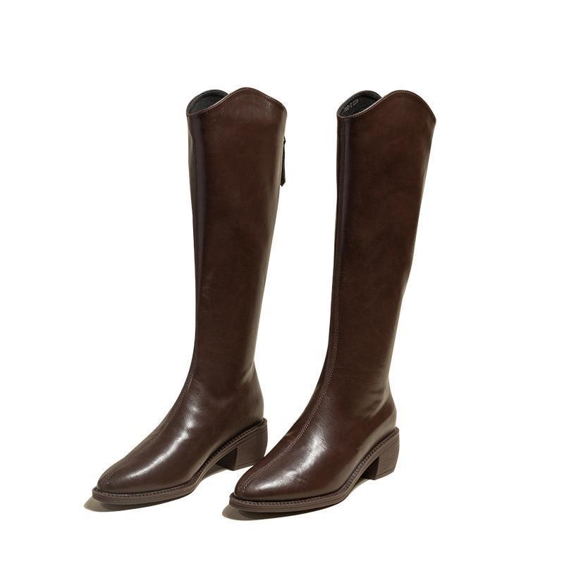 Giày Bốt Cao Bồi Mũi Nhọn Gót Dày Mẫu Mới 2023 Phong Cách Phương Tây Thời Trang Cho Nữ