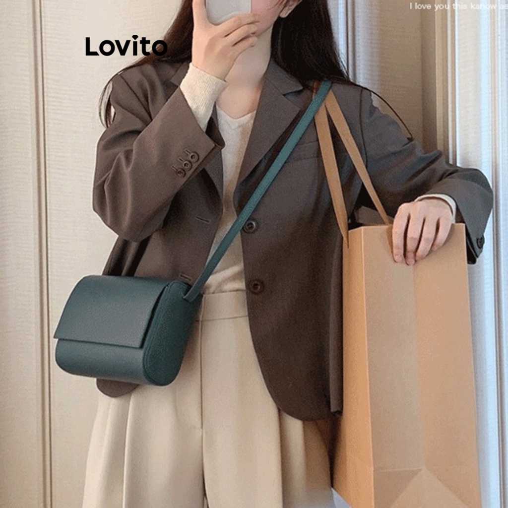 Lovito Áo khoác blazer có nút trơn thông thường dành cho nữ LNA29428