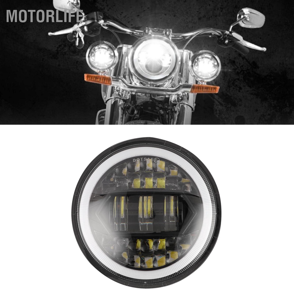 Motorlife Đèn pha xe máy LED 5 75in 20000LM Độ sáng cao IP67 Chống nước với cáp chuyển đổi H4-H13
