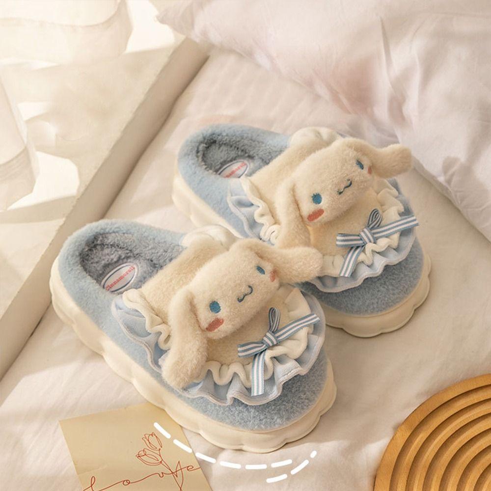 Shanhai Dép Bông Mềm Đi Trong Nhà Mùa Đông Họa Tiết Hoạt Hình melody kt pompom purin
