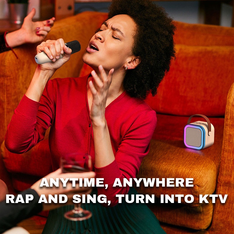Loa Bluetooth, Loa Karaoke Mini K12 Sạc Pin Không Dây Âm Thanh Hay Bass Chuẩn Tặng Kèm 2 Míc Hát