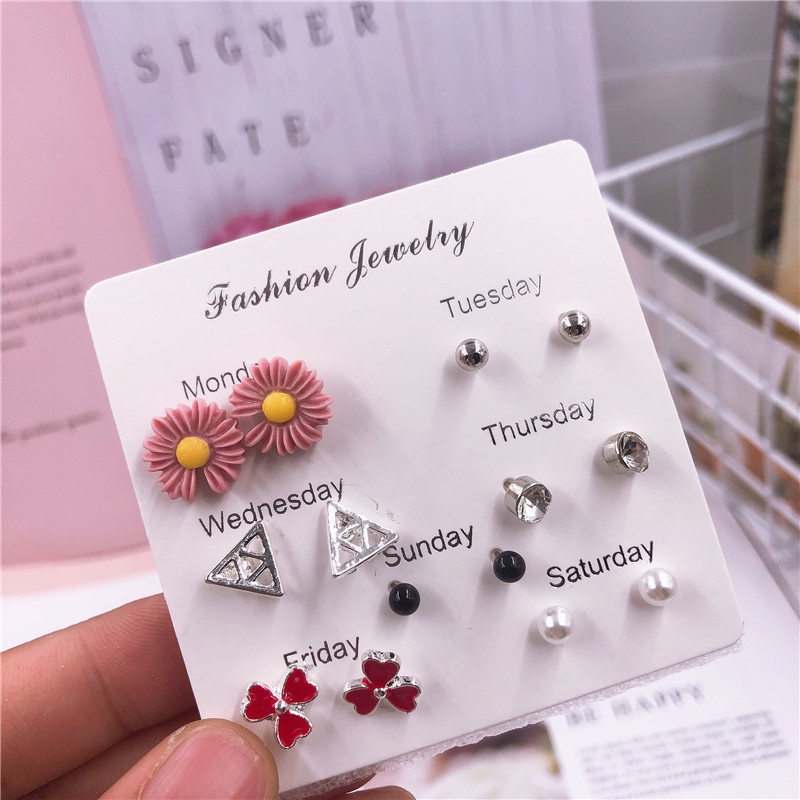 Set 7 Đôi Khuyên Tai mini Phong Cách Mới 2023 2023