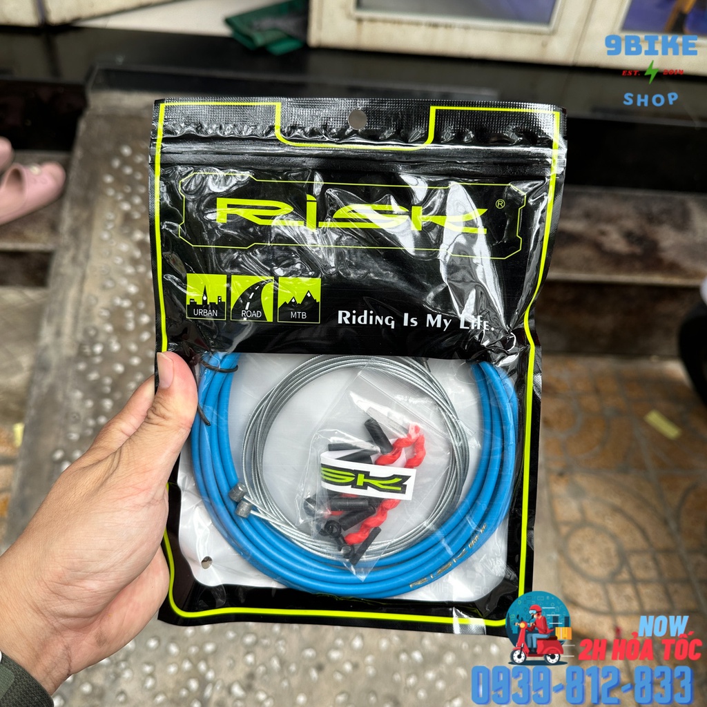 Bộ vỏ ruột dây thắng xe đạp road mtb nhiều màu Risk
