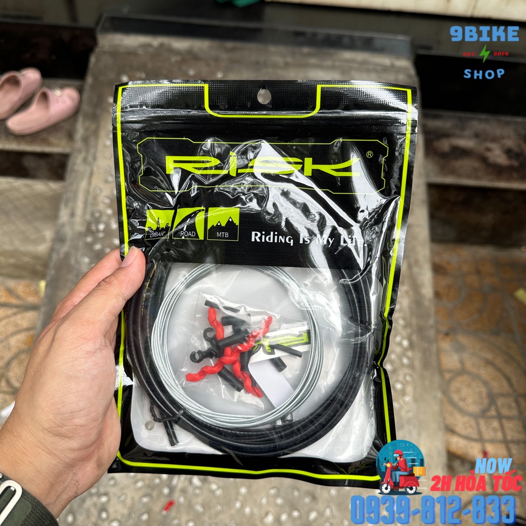 Bộ vỏ ruột dây thắng xe đạp road mtb nhiều màu Risk