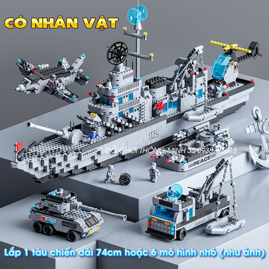 Hộp quà tặng lego tàu chiến 1560 chi tiết, đồ chơi lắp ráp thông minh chiến hạm 1560pcs
