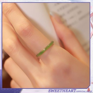 Ins Nhẫn Trơn Hình Trái Tim Màu Trắng Ngọt Ngào Phong Cách Vintage Thời Trang Cá Tính