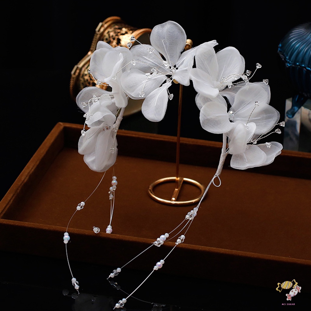 YADORNOS Băng Đô Cài Tóc Bằng satin Đính Hạt Hình Hoa Cho Cô Dâu