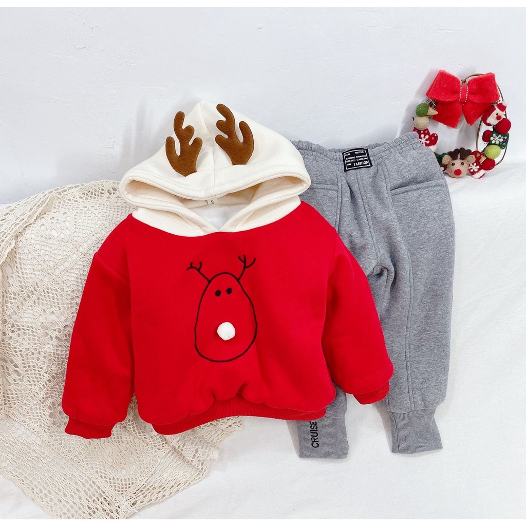 Áo hoodie tuần lộc chất nỉ bông cho bé trai, bé gái đi chơi giáng sinh size từ 7-28kg -BAOBAOKIDS