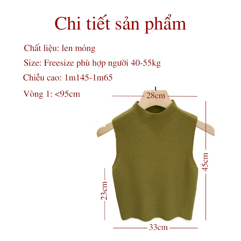 Áo len sát nách cổ lọ 3cm chất len mỏng mịn rất hợp mặc trong vest  FA11