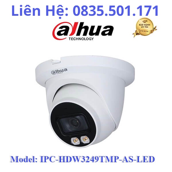 Camera ốp trần có màu ban đêm IP Dahua 2MP DH-IPC-HDW3249TMP-AS-LED Full COLOR Tích Hợp Mic -Cam Kết Hàng Chính Hãng