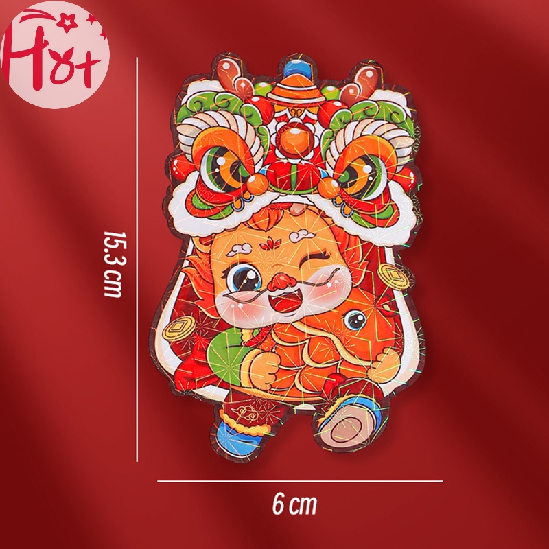 Set 6 Bao Lì Xì Màu Đỏ In Hình Rồng Hoạt Hình Đáng Yêu Dành Cho Năm Mới 2024 vn