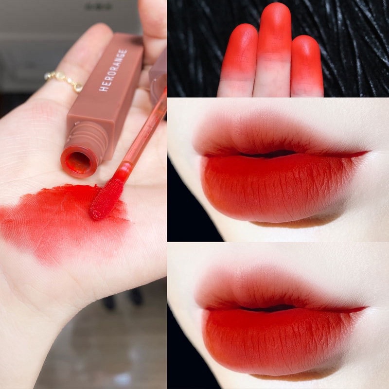 Son lì HERORANGE/MINIJUMIE mềm mịn như nhung chống thấm nước chống khô môi lâu trôi