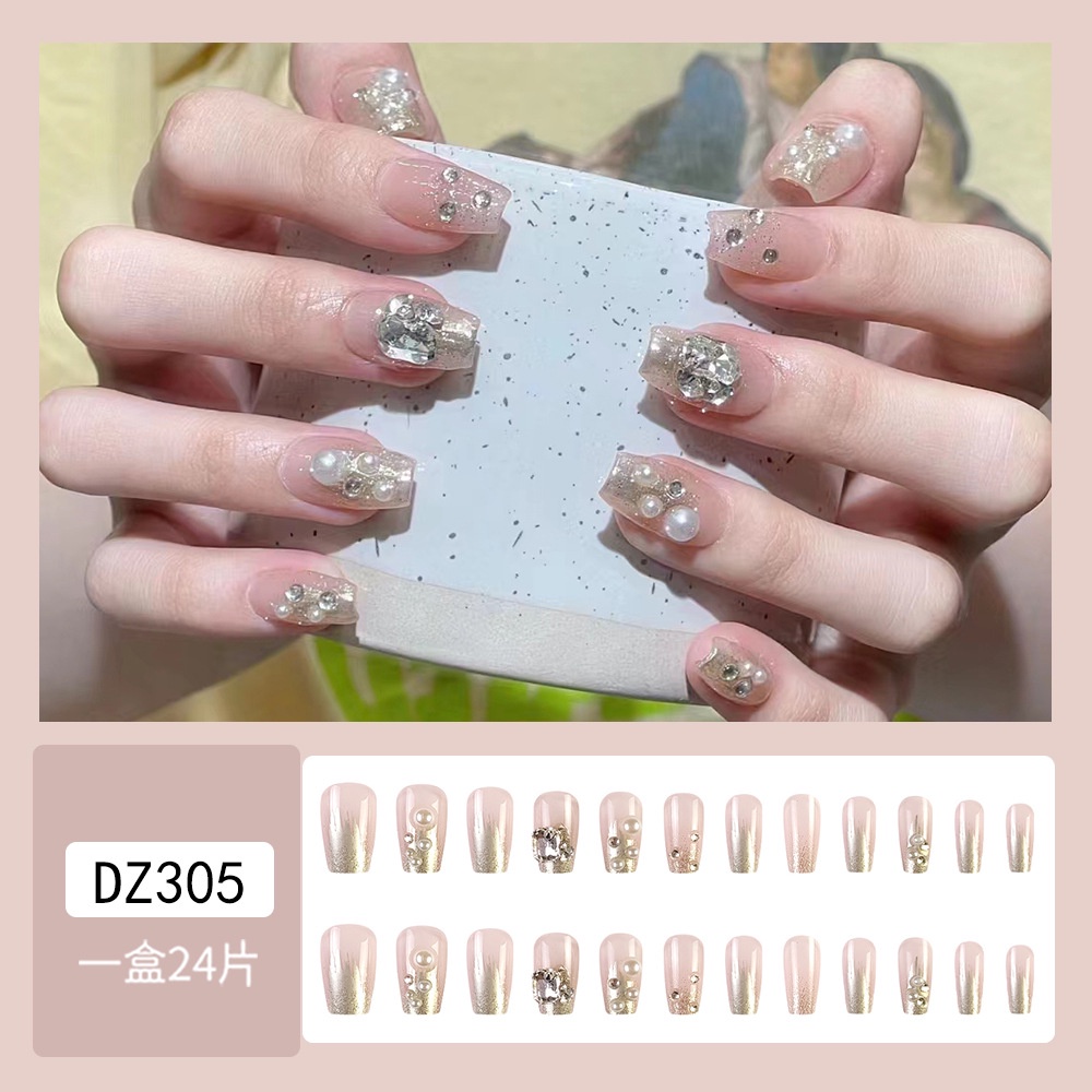 Bộ 24 Móng Tay Giả Dài Có Keo Dán Trang Trí Nghệ Thuật