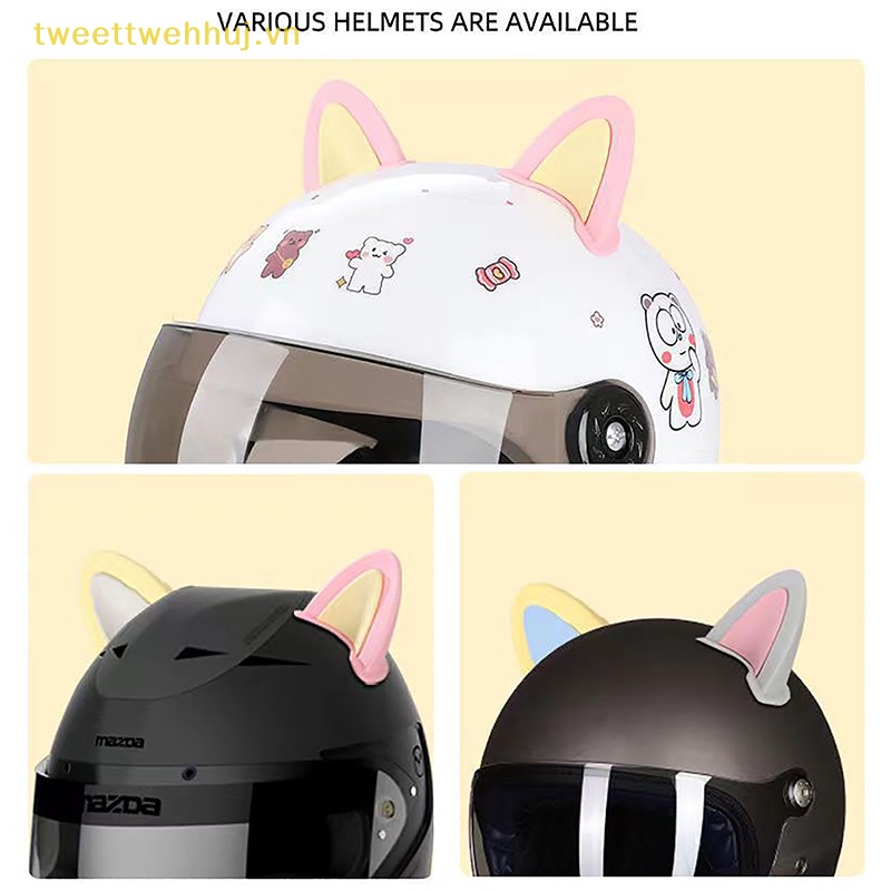 Miếng Dán Trang Trí Mũ Bảo Hiểm Hai Màu Hình Tai Mèo vn