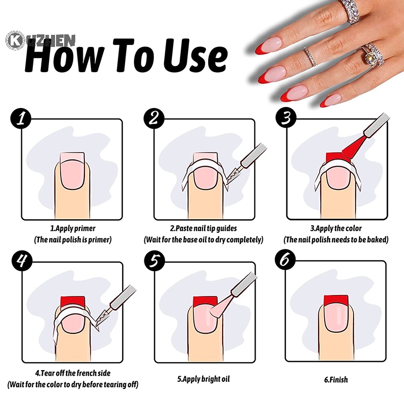 Kuzhen Nhãn Dán Móng Tay Dạng Lượn Sóng diy