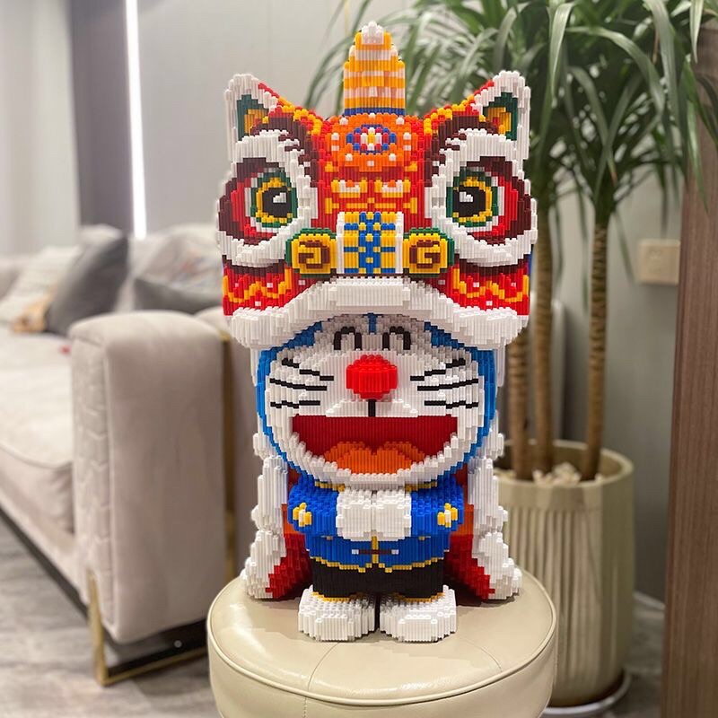 Mô hình lắp ghép Doraemon đầu lân