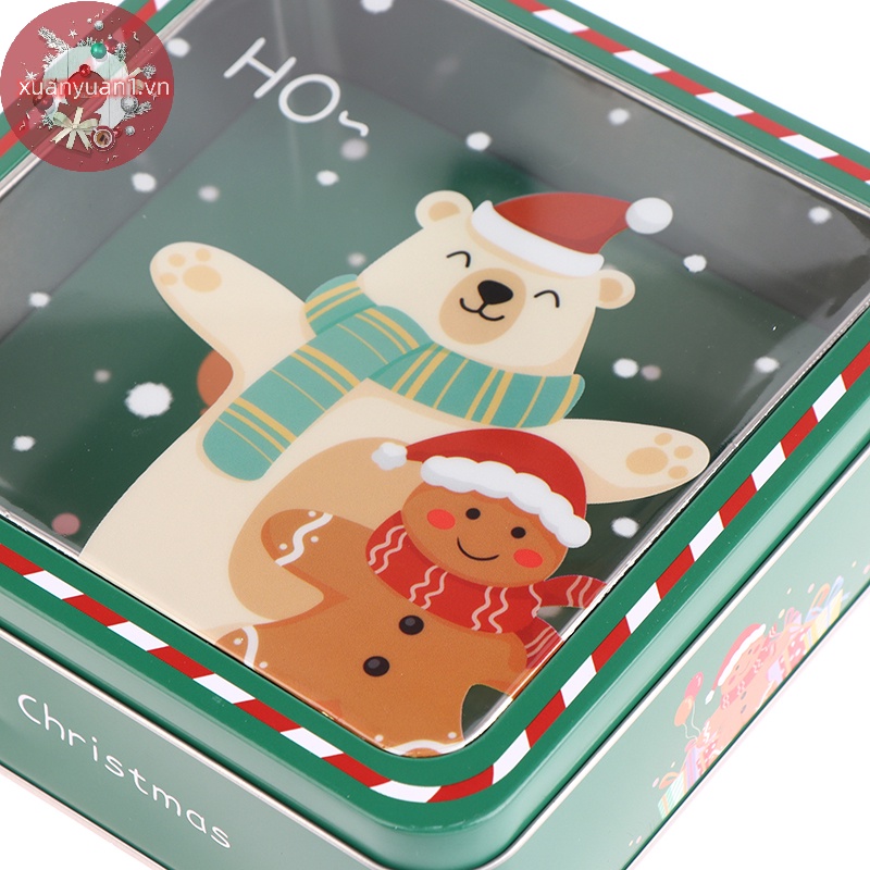 1 Hộp Thiếc mini Đựng Kẹo / Trang Sức / Bánh Quy Phong Cách Giáng Sinh