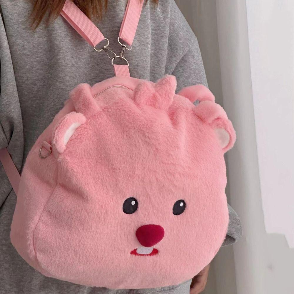 Ba Lô Vải Bông leota loopy Nhỏ Màu Hồng Sức Chứa Lớn Họa Tiết Hoạt Hình Cho Nữ