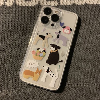 Six Puppies Phone Case  for iPhone 14pro 13 Couple 12 Transparent 11 All-Inclusive XR 15 Cute