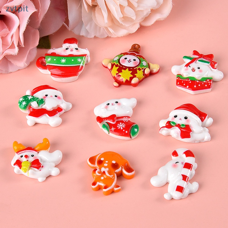 Zvt Set 10 Phụ Kiện Trang Trí Giáng Sinh mini Bằng Nhựa resin Dễ Thương diy vn