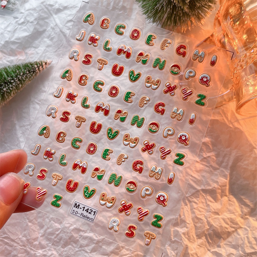 Set 5 Hình Dán 3d Chủ Đề Giáng Sinh Xinh Xắn Dùng Để Trang Trí Móng