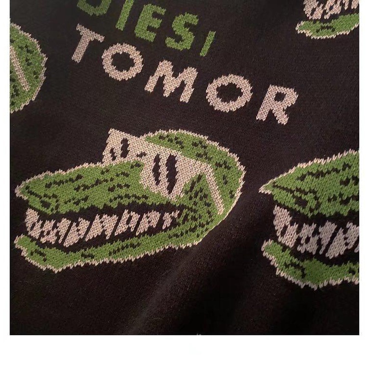 Áo sweater Dáng Rộng In Hoạt Hình Phối Màu Tương Phản Kiểu retro Mỹ Cá Tính Cho Nam