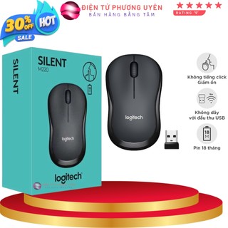 Chuột Không dây Logitech Silent M220, nút bấm êm, tặng kèm pin