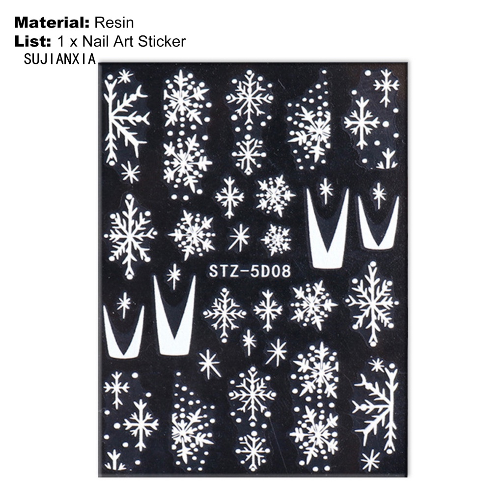 Giày Thể Thao sujianxia sujianxia Năng Động Hợp Thời Trang| Miếng Dán Trang Trí Móng Tay Chống Phai Màu Họa Tiết Bông Tuyết Giáng Sinh diy