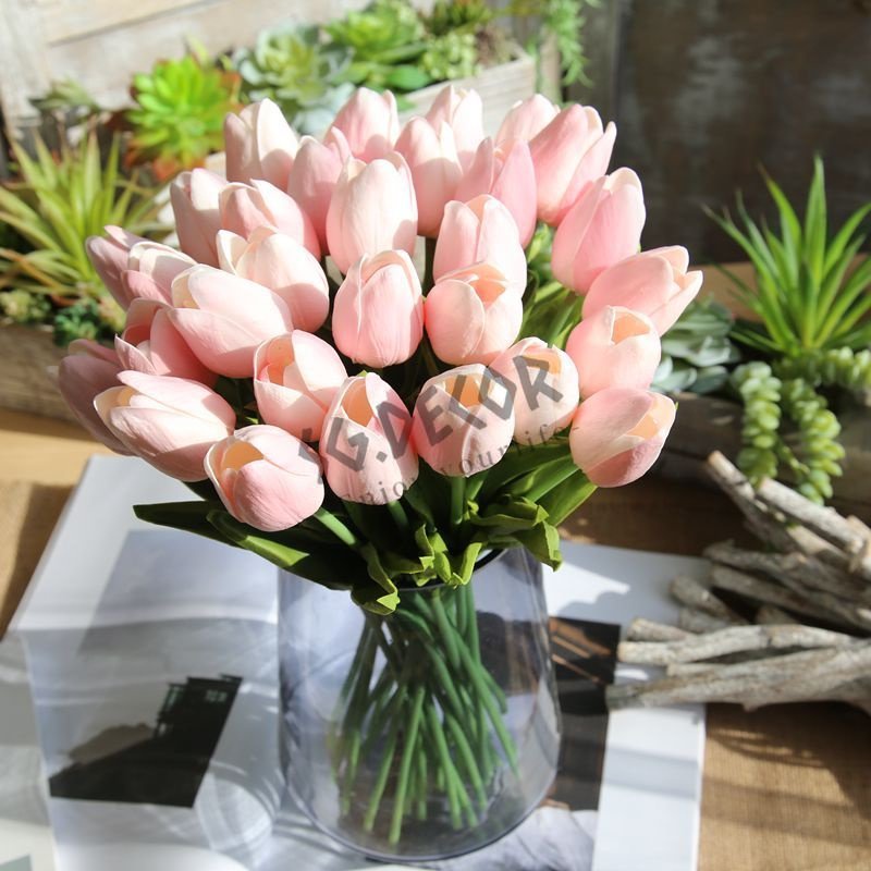 1 Bông Hoa Tulip giả đẹp tự nhiên SG.DECOR chất liệu PU Bắc Âu INS 34cm Decor trang trí nhà cửa phụ kiện chụp hình
