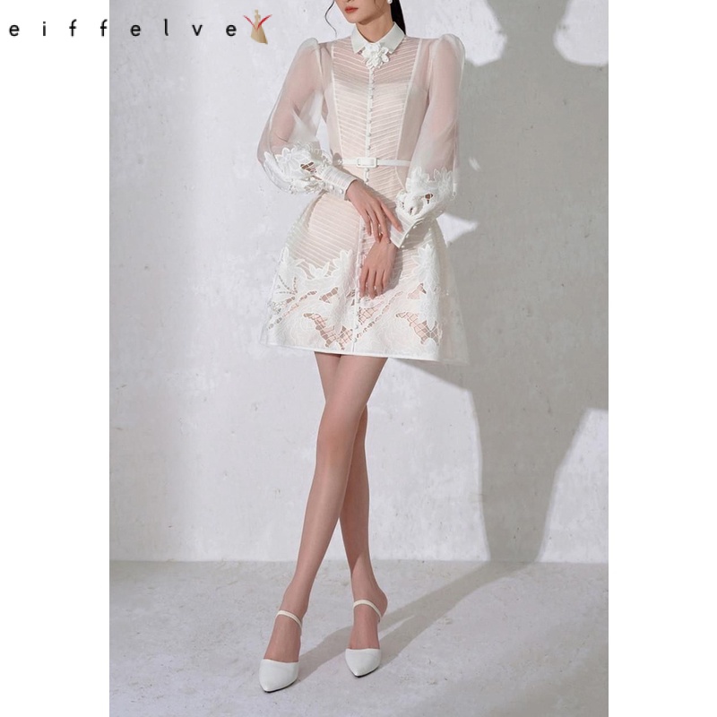 Váy Trắng Xếp Ly Dáng Dài Tan Trong Nước Phong Cách Pháp Niche 2023 Mới 1191